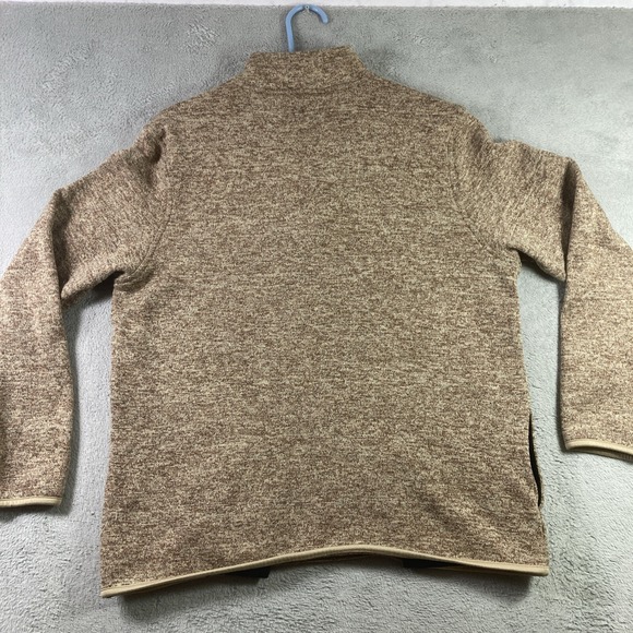 Chaps Sweater Men Large Brown 1/4 Zip Pullover Fleece Sweatshirt Pockets Logo - Picture 15 of 16